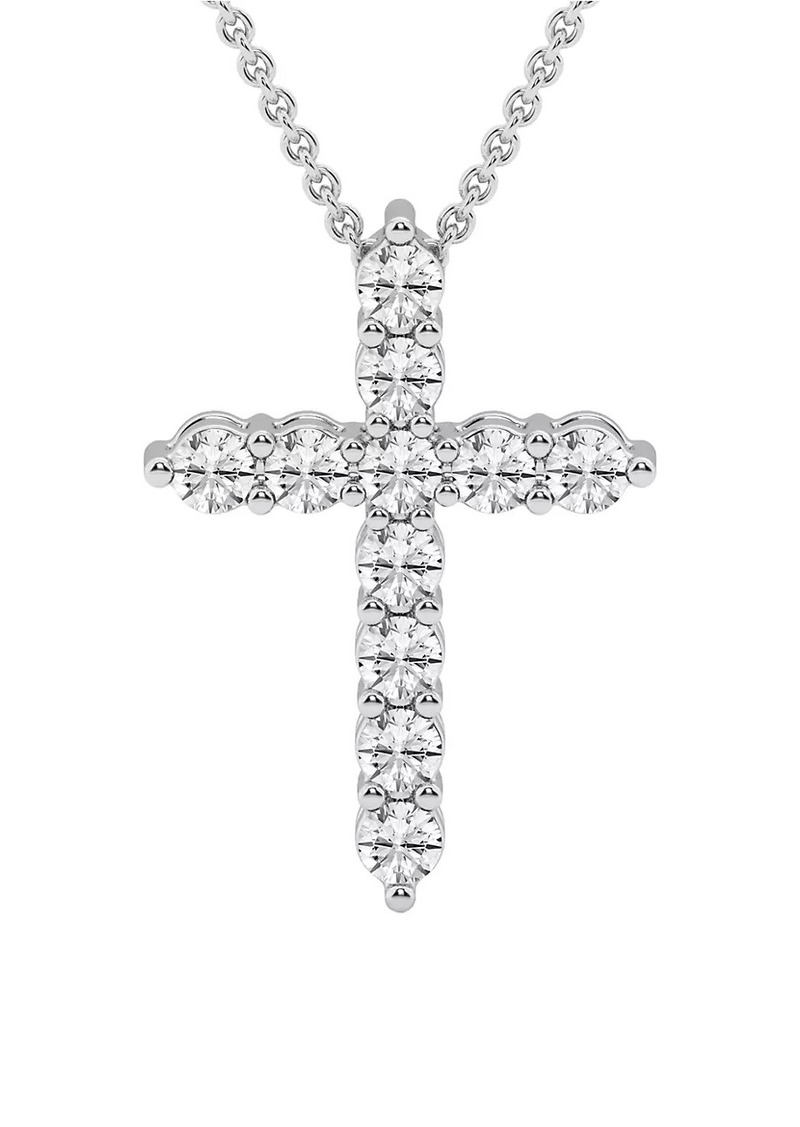 Saks Fifth Avenue 14K White Gold & 1 TCW Natural Diamond Cross Pendant Necklace