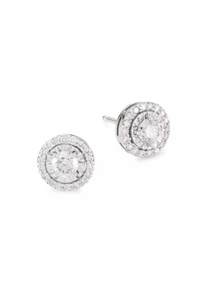 Saks Fifth Avenue 14K White Gold & 1.0 TCW Diamond Illusion-Set Halo Stud Earrings