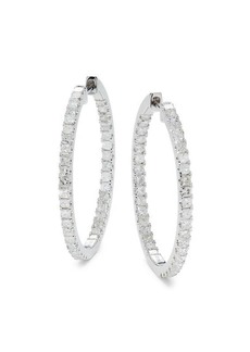 Saks Fifth Avenue 14K White Gold & 2 TCW Diamond- Hoop Earrings