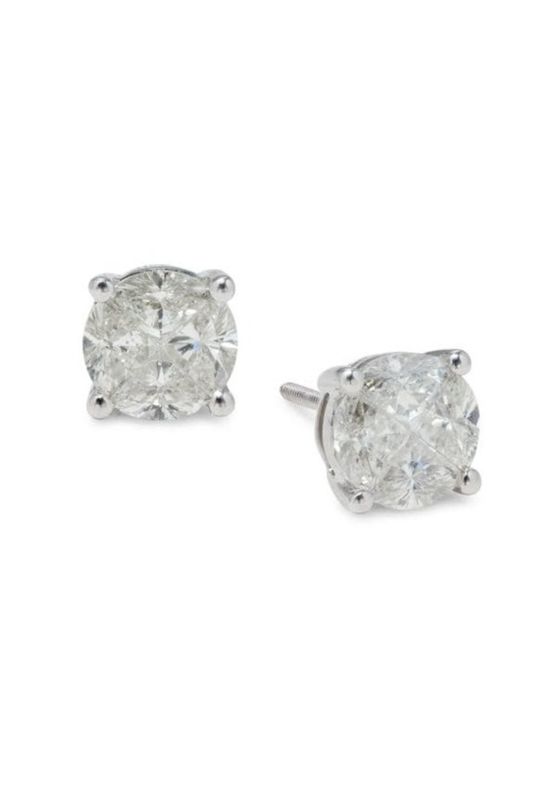 Saks Fifth Avenue 14K White Gold & 2 TCW Diamond Stud Earrings