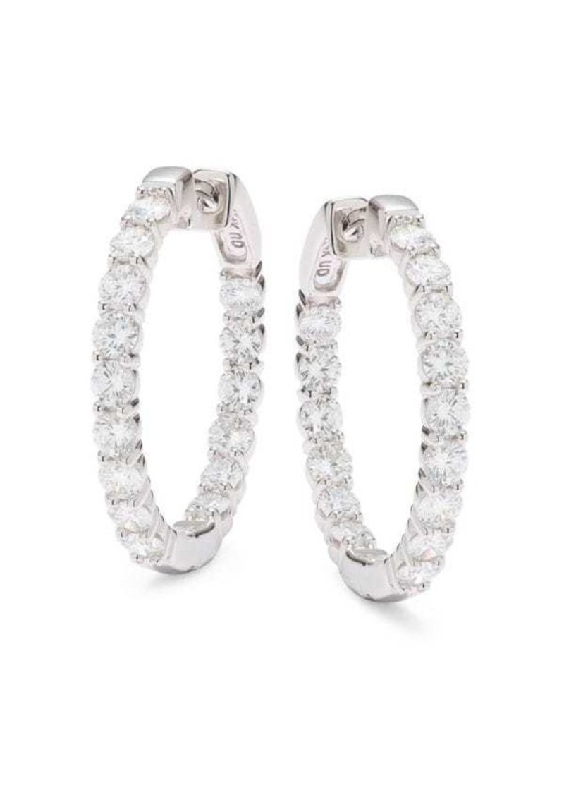 Saks Fifth Avenue 14K White Gold & 2.5 TCW Diamond Hoop Earrings