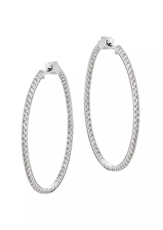 Saks Fifth Avenue 14K White Gold & 3.00 TCW Lab-Grown Diamond Inside-Out Hoop Earrings/50MM