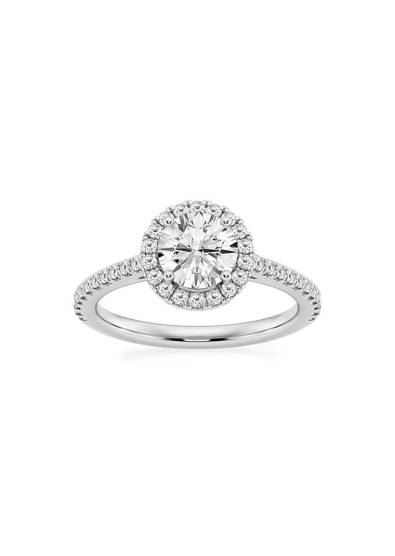 Saks Fifth Avenue 14K White Gold & Round Lab-Grown Diamond Halo Ring/1.30-3.60 TCW