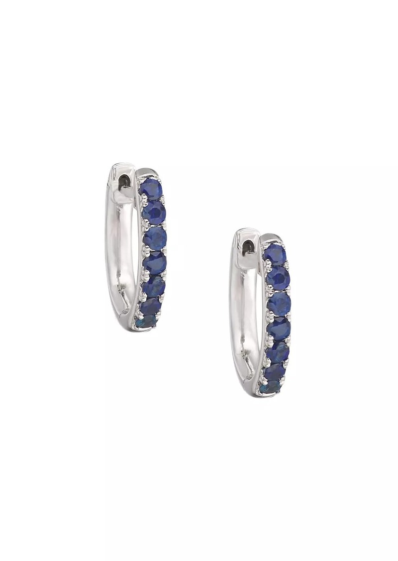 Saks Fifth Avenue 14K White Gold & Sapphire Huggie Hoop Earrings