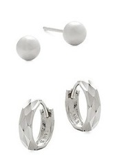 Saks Fifth Avenue 14K White Gold 2-Pack Stud & Huggie Earring Set
