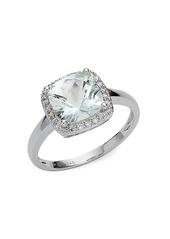 Saks Fifth Avenue 14K White Gold, Aquamarine & Diamond Ring/Size 7