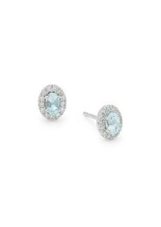 Saks Fifth Avenue 14K White Gold, Aquamarine & Diamond Stud Earrings