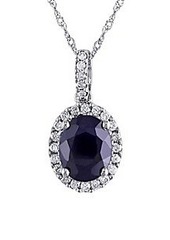 Saks Fifth Avenue 14K White Gold, Blue Diffused Sapphire & Diamond Pendant Necklace