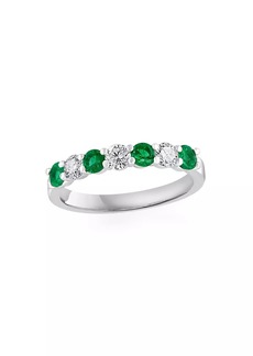 Saks Fifth Avenue 14K White Gold, Emerald & 0.50 TCW Diamond Band Ring