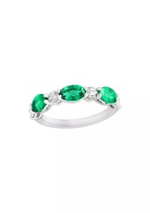 Saks Fifth Avenue 14K White Gold, Emerald & 0.61 TCW Diamond Band Ring