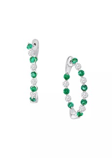 Saks Fifth Avenue 14K White Gold, Emerald & 1.15 TCW Diamond Hoop Earrings