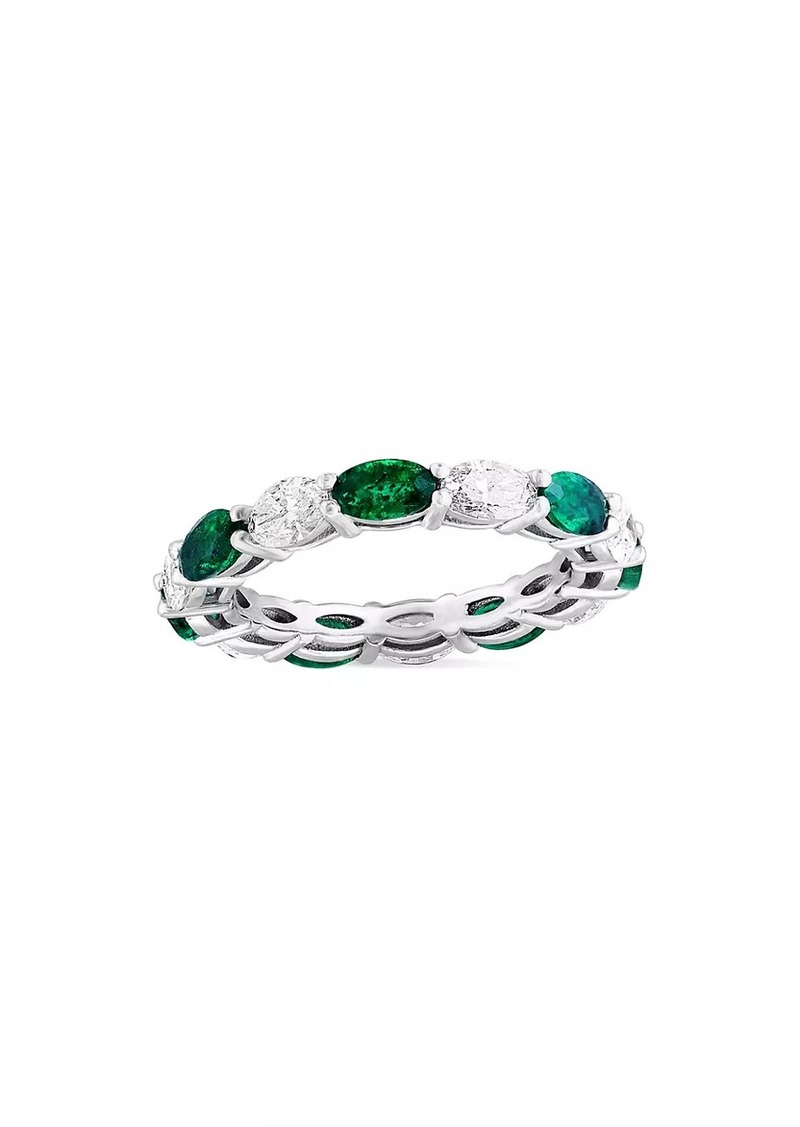 Saks Fifth Avenue 14K White Gold, Emerald & 1.41 TCW Diamond Ring