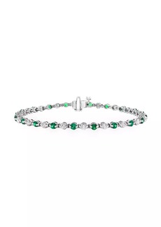 Saks Fifth Avenue 14K White Gold, Emerald & 1.60 TCW Diamond Tennis Bracelet