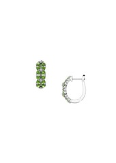 Saks Fifth Avenue 14K White Gold, Emerald & Diamond Huggie Hoop Earrings