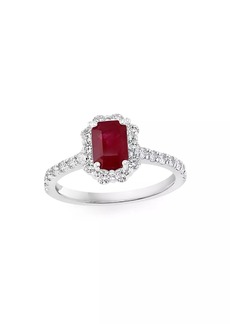 Saks Fifth Avenue 14K White Gold, Ruby & 0.37 TCW Diamond Solitaire Ring