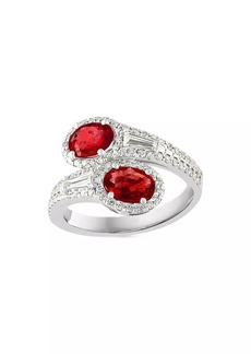 Saks Fifth Avenue 14K White Gold, Ruby & 0.83 TCW Diamond Bypass Ring