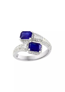 Saks Fifth Avenue 14K White Gold, Sapphire & 0.50 TCW Diamond Wraparound Ring