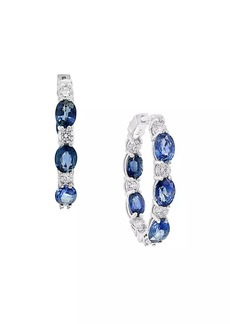 Saks Fifth Avenue 14K White Gold, Sapphire & 1.94 TCW Diamond Hoop Earrings