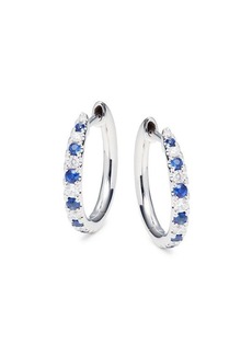 Saks Fifth Avenue 14K White Gold, Sapphire & Diamond Hoop Earrings
