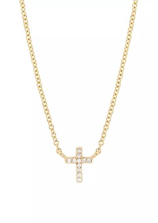 Saks Fifth Avenue 14K Yellow Gold & 0.018 TCW Diamond Mini Cross Pendant Necklace