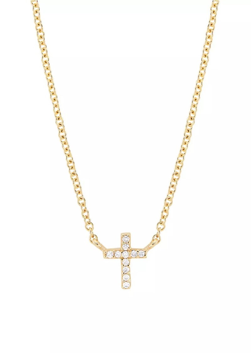 Saks Fifth Avenue 14K Yellow Gold & 0.018 TCW Diamond Mini Cross Pendant Necklace