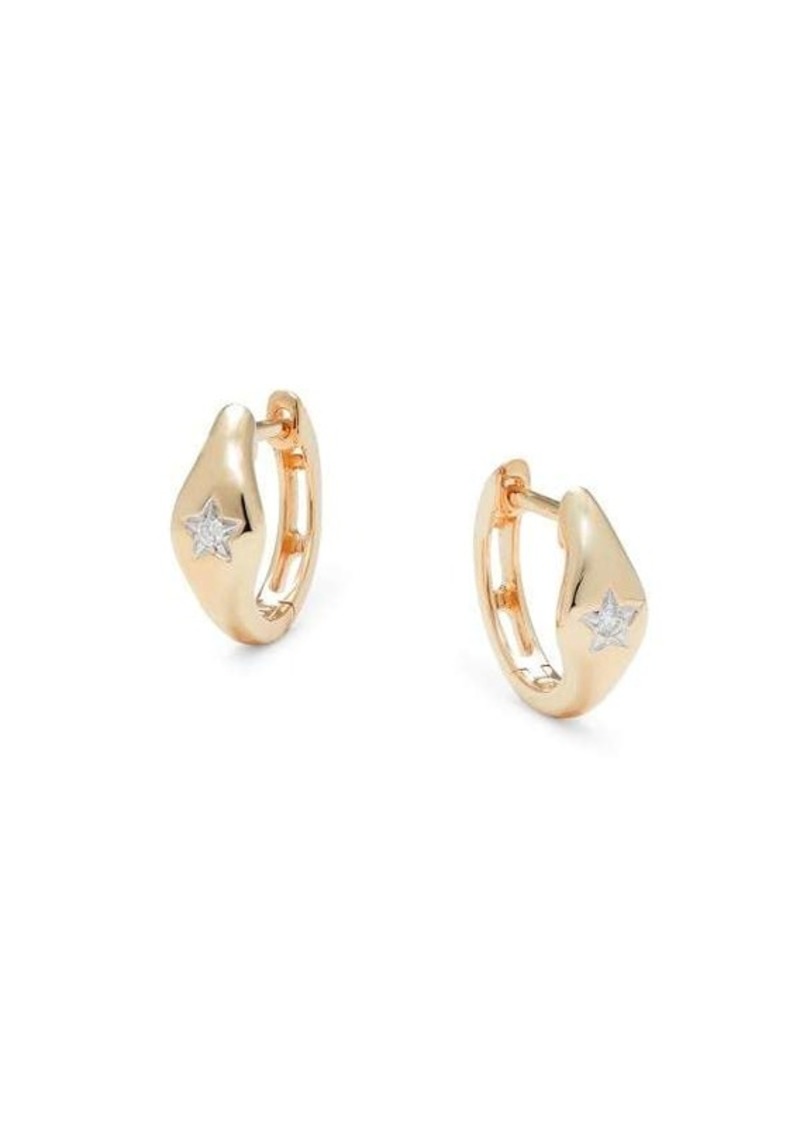 Saks Fifth Avenue 14K Yellow Gold & 0.02 TCW Diamond Star Huggie Earrings