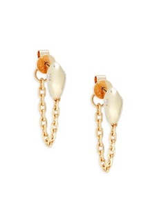 Saks Fifth Avenue 14K Yellow Gold & 0.029 TCW Diamond Snake Front Back Chain Drop Earrings