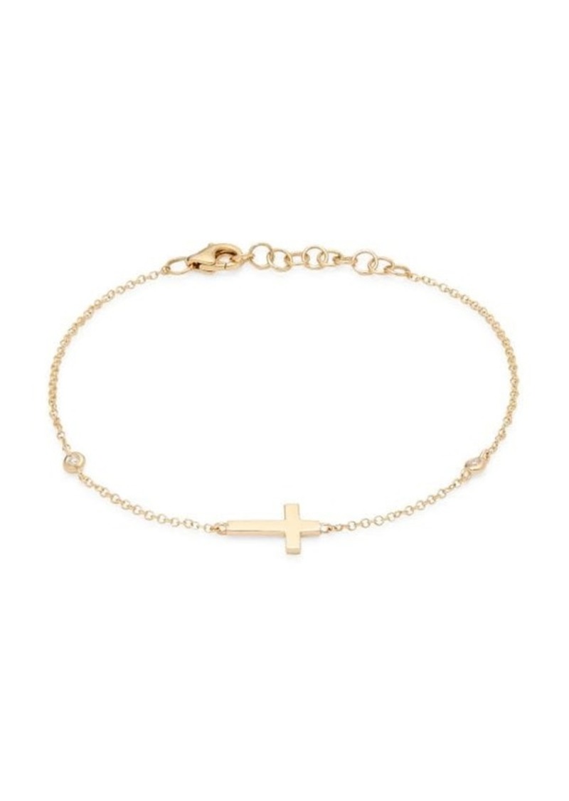 Saks Fifth Avenue 14K Yellow Gold & 0.03 TCW Diamond Cross Bracelet