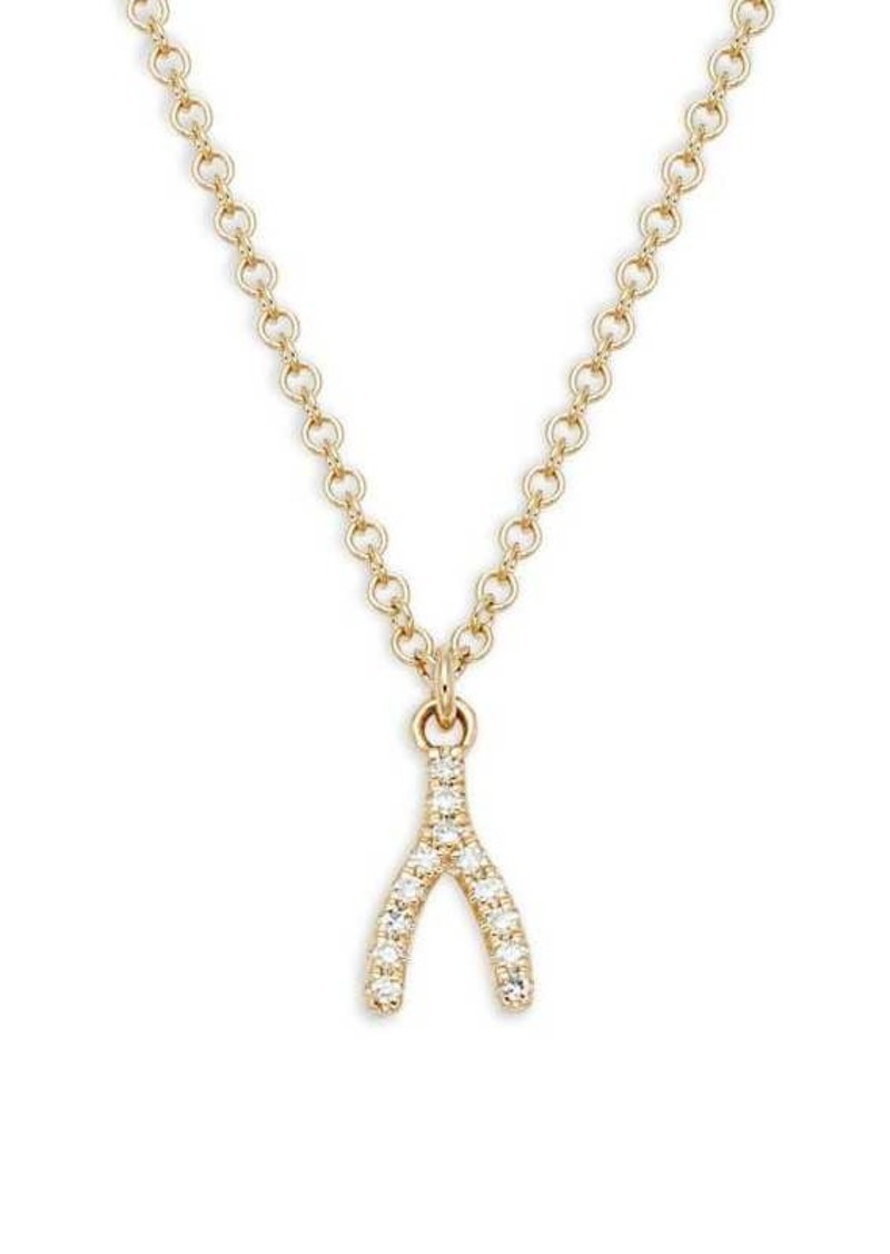 Saks Fifth Avenue 14K Yellow Gold & 0.03 TCW Diamond Pendant Necklace/18"