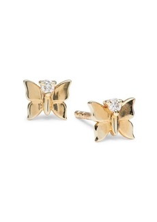 Saks Fifth Avenue 14K Yellow Gold & 0.036 TCW Diamond Butterfly Stud Earrings