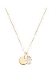 Saks Fifth Avenue 14K Yellow Gold & 0.06 TCW Diamond Hamsa Pendant Necklace