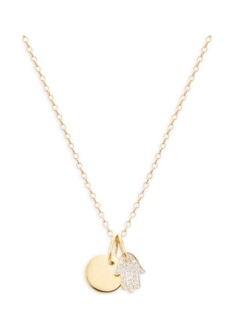Saks Fifth Avenue 14K Yellow Gold & 0.06 TCW Diamond Hamsa Pendant Necklace