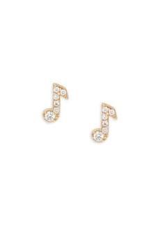 Saks Fifth Avenue 14K Yellow Gold & 0.06 TCW Diamond Music Note Stud Earrings