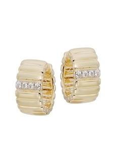 Saks Fifth Avenue 14K Yellow Gold & 0.09 TCW Diamond Fluted Huggie Hoop Earrings