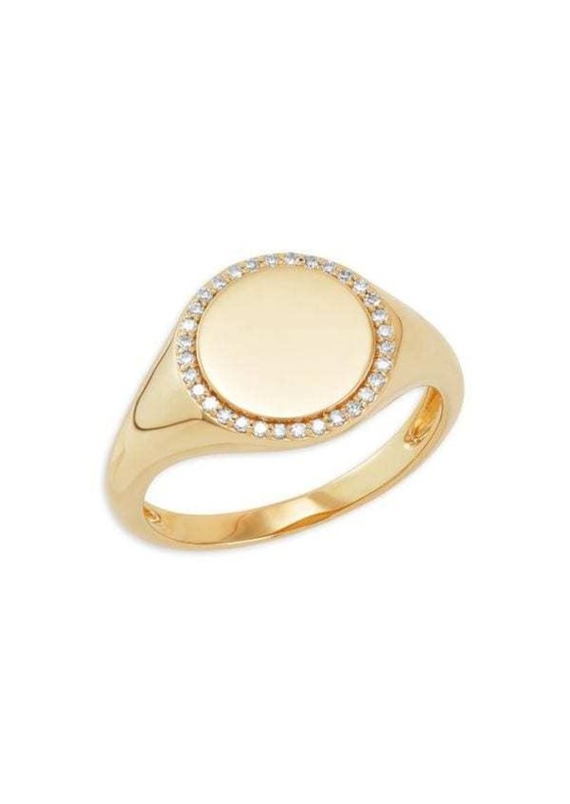 Saks Fifth Avenue 14K Yellow Gold & 0.1 TCW Diamond Halo Signet Ring