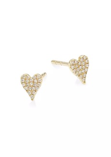 Saks Fifth Avenue 14K Yellow Gold & 0.10 TCW Diamond Heart Stud Earrings