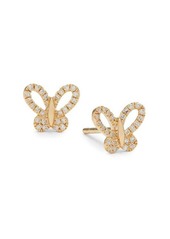 Saks Fifth Avenue 14K Yellow Gold & 0.11 TCW Diamond Butterfly Stud Earrings