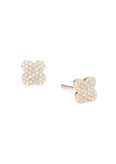 Saks Fifth Avenue 14K Yellow Gold & 0.17 TCW Diamond Clover Stud Earrings