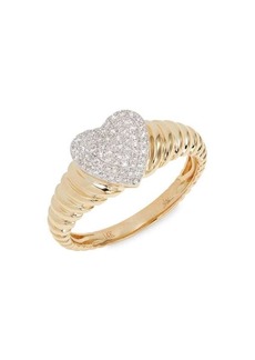 Saks Fifth Avenue 14K Yellow Gold & 0.17 TCW Diamond Heart Ring