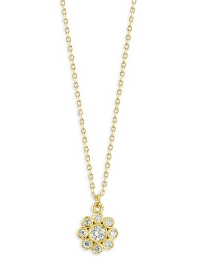 Saks Fifth Avenue 14K Yellow Gold & 0.20 TCW Diamond Floral Pendant Chain Necklace