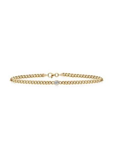 Saks Fifth Avenue 14K Yellow Gold & 0.25 TCW Diamond 16" Choker Cuban Chain Necklace