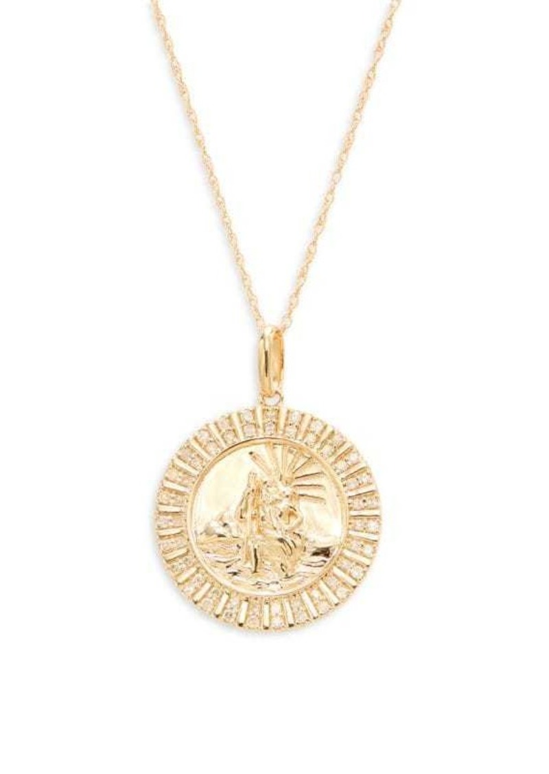 Saks Fifth Avenue 14K Yellow Gold & 0.25 TCW Diamond Religious Pendant Necklace