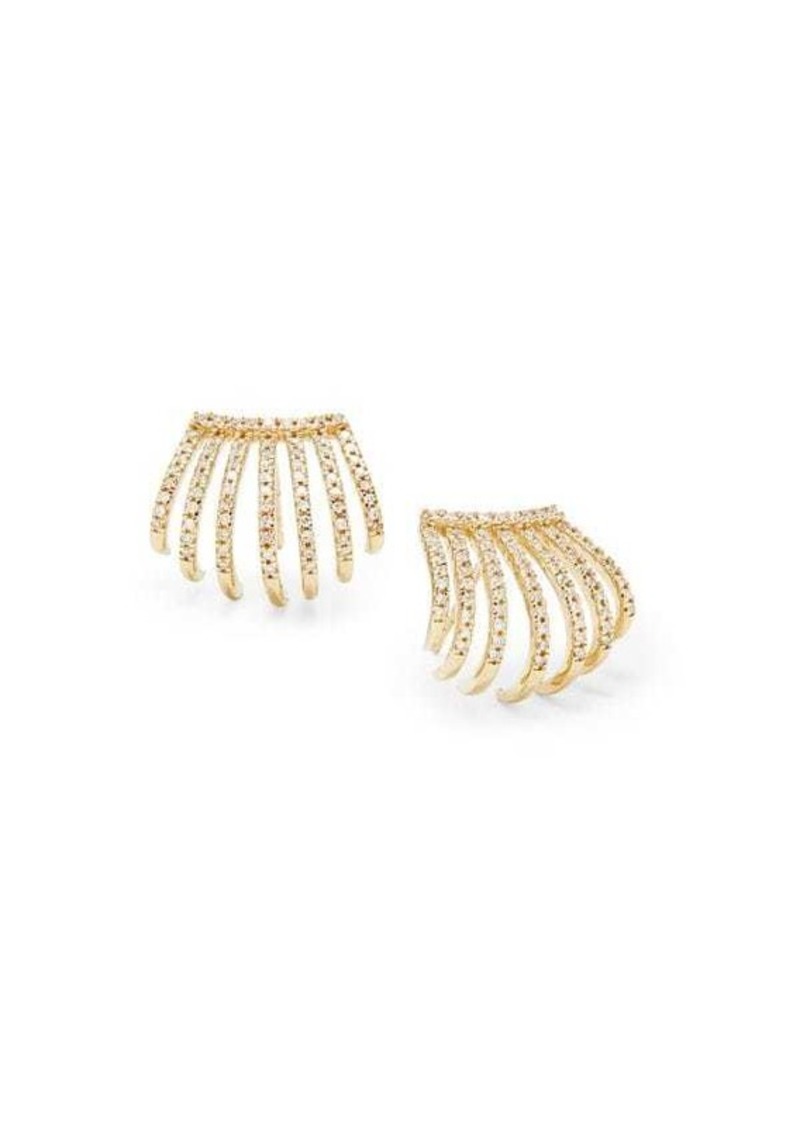 Saks Fifth Avenue 14K Yellow Gold & 0.350 TCW Diamond Claw Cuff Earrings