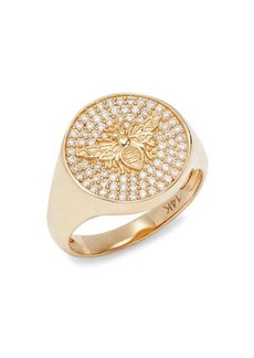 Saks Fifth Avenue 14K Yellow Gold & 0.36 TCW Diamond Bee Signet Ring