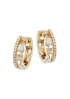 Saks Fifth Avenue 14K Yellow Gold & 0.43 TCW Diamond Huggie Hoop Earrings