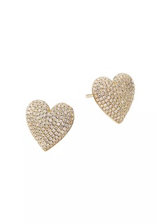 Saks Fifth Avenue 14K Yellow Gold & 0.62 TCW Diamond Heart Stud Earrings