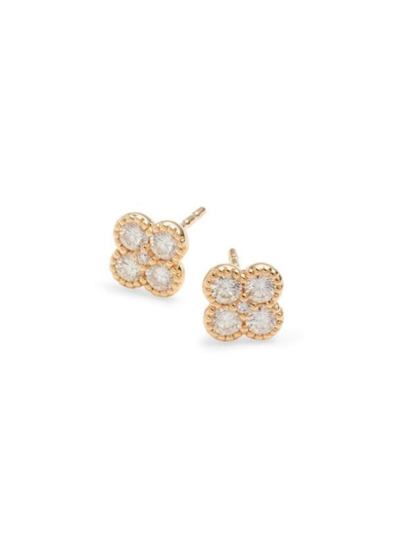 Saks Fifth Avenue 14K Yellow Gold & 0.66 TCW Diamond Clover Stud Earrings