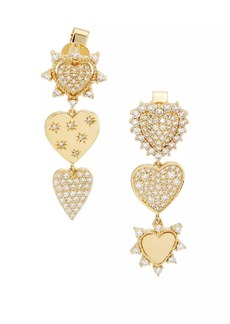Saks Fifth Avenue 14K Yellow Gold & 1.01 TCW Diamond Mismatched Triple Heart Drop Earrings
