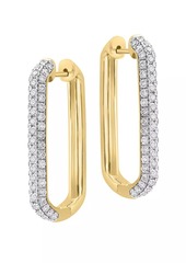 Saks Fifth Avenue 14K Yellow Gold & 1.42 TCW Diamond Oval Hoop Earrings