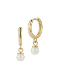 Saks Fifth Avenue 14K Yellow Gold & 3.8MM Cultured Freshwater Pearl Charm Huggie Earrings